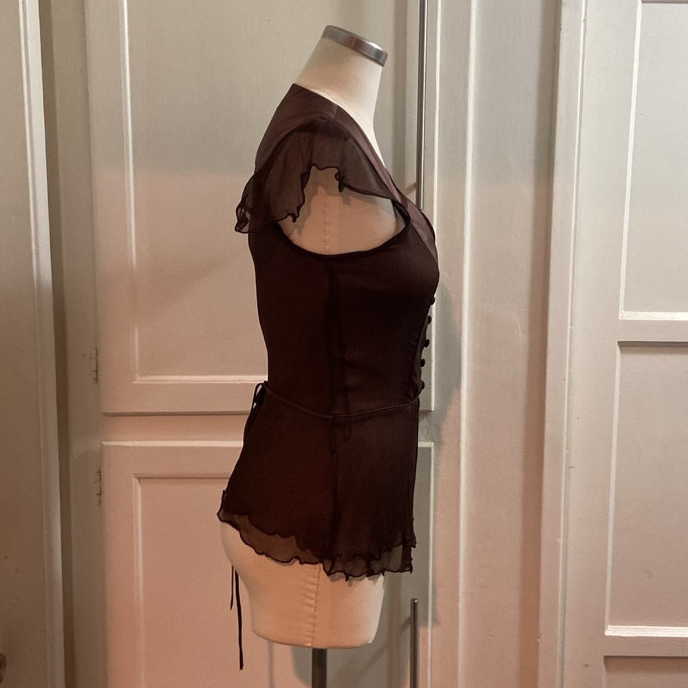 Silk cap sleeved blouse - Picture 4 of 6